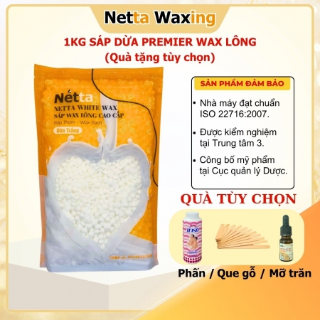 1Kg Sáp Wax Lông Dừa Trắng Premier Netta Waxing - Wax Sạch Mọi Loại Lông