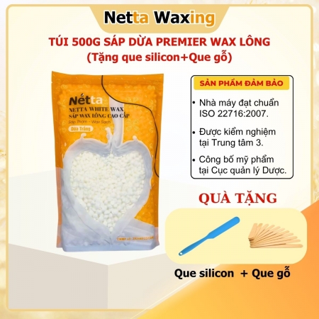 [Tặng Que Silicon + Que Gỗ] - Túi 500g Sáp Wax Lông Premier Netta Waxing