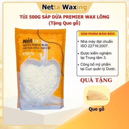 500G Sáp Wax Lông Dừa Trắng Premier Netta Waxing - Wax Sạch Mọi Loại Lông