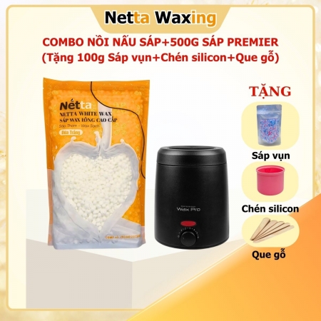 [Tặng 100g Sáp+Lòng Nồi Silicon+Que Gỗ] - Combo Nồi Điện Mini + 500G Sáp Wax Lông Netta