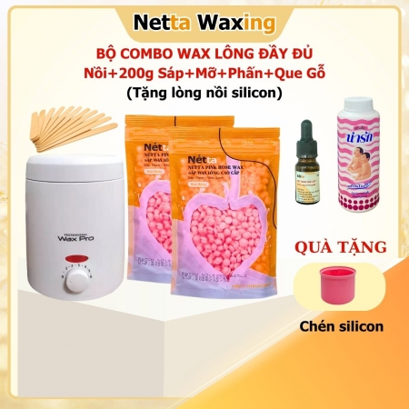 Combo Wax Lông Chuyên Dụng Đầy Đủ Tại Nhà - Tặng Lòng Nồi Chống Dính