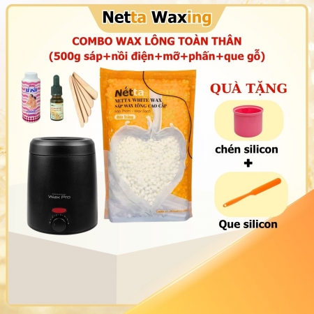 [Tặng Que Silicon + Lòng Nồi Silicon Chống Dính] - Combo Wax Lông Toàn Thân Netta Waxing